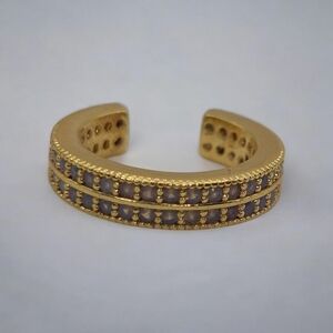 Melania Clara Gold Pave Crystal Double Band Ear Cuff